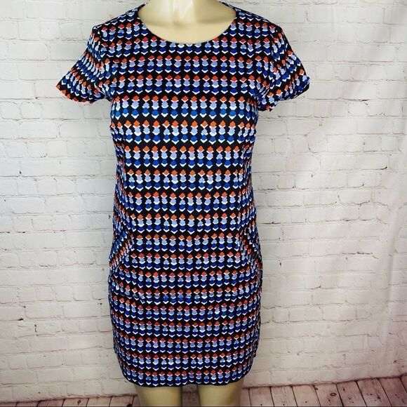 Shoshanna Geometric Print Short Sleeve Shift Dress size 2 - Picture 1 of 10